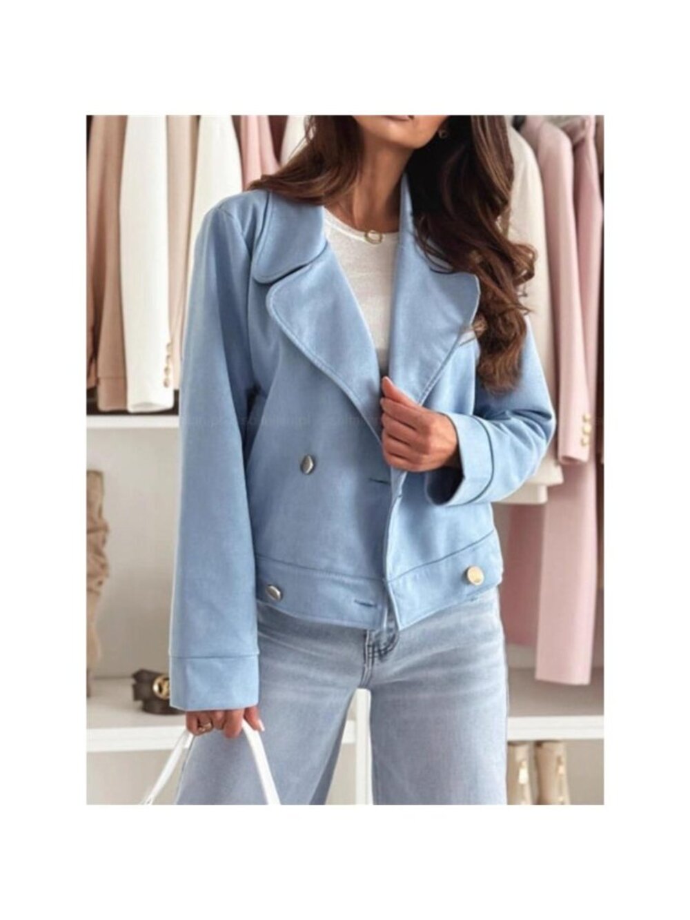 Chic Double-Breasted Cropped Jacket - Picture 7 of 12